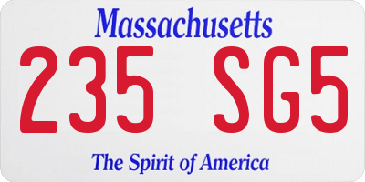 MA license plate 235SG5