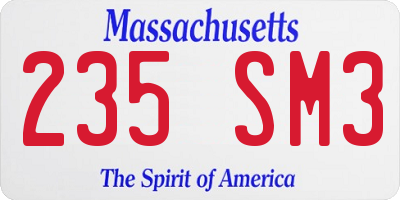 MA license plate 235SM3