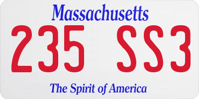 MA license plate 235SS3