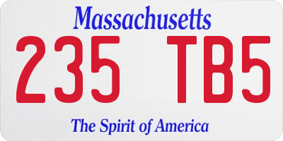 MA license plate 235TB5