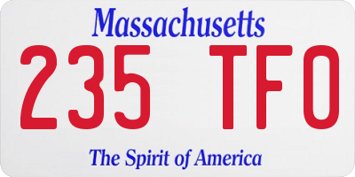 MA license plate 235TF0