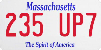 MA license plate 235UP7