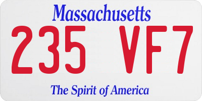 MA license plate 235VF7