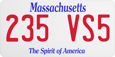 MA license plate 235VS5