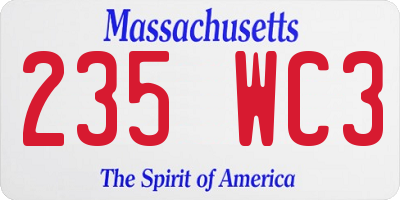 MA license plate 235WC3