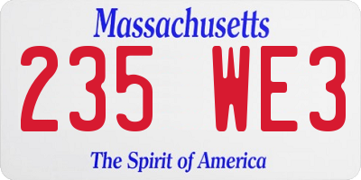 MA license plate 235WE3