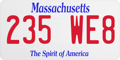 MA license plate 235WE8