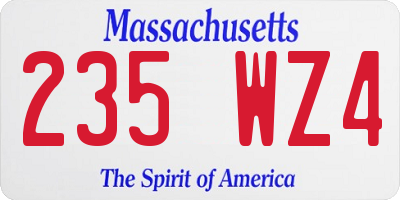 MA license plate 235WZ4
