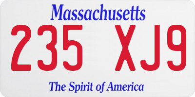 MA license plate 235XJ9
