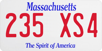 MA license plate 235XS4