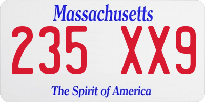 MA license plate 235XX9