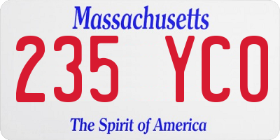 MA license plate 235YC0