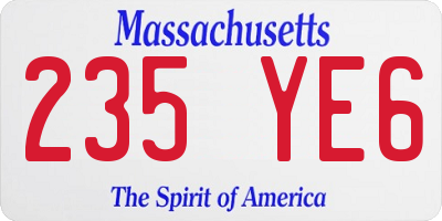 MA license plate 235YE6