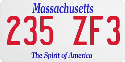 MA license plate 235ZF3