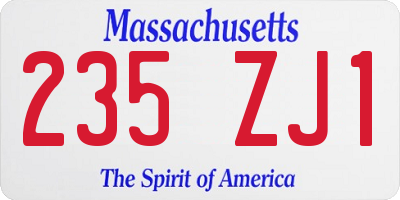 MA license plate 235ZJ1