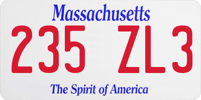 MA license plate 235ZL3
