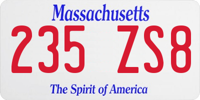 MA license plate 235ZS8