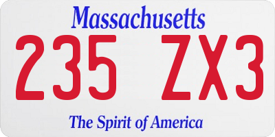 MA license plate 235ZX3