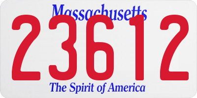 MA license plate 23612