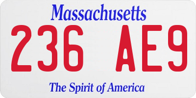 MA license plate 236AE9