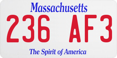 MA license plate 236AF3