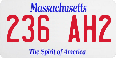 MA license plate 236AH2