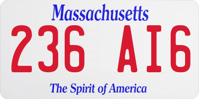 MA license plate 236AI6