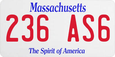 MA license plate 236AS6
