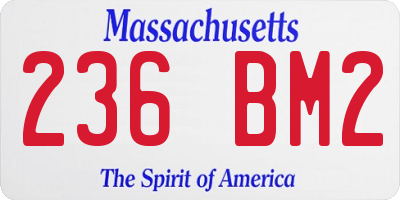 MA license plate 236BM2