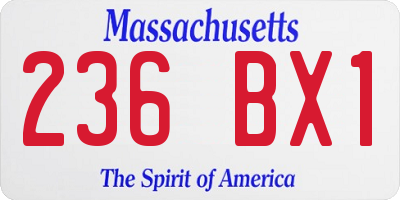 MA license plate 236BX1