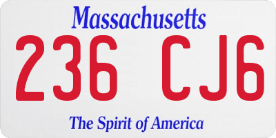 MA license plate 236CJ6