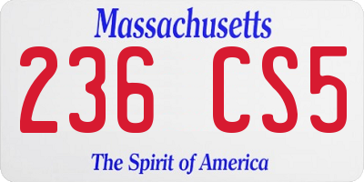 MA license plate 236CS5