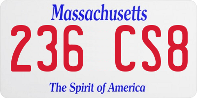 MA license plate 236CS8
