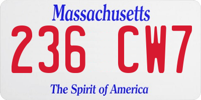 MA license plate 236CW7