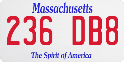 MA license plate 236DB8