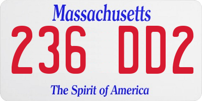 MA license plate 236DD2