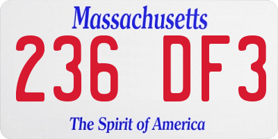 MA license plate 236DF3