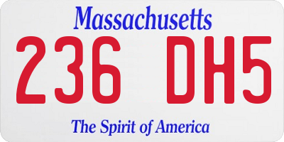 MA license plate 236DH5