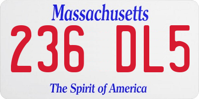 MA license plate 236DL5