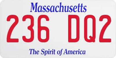 MA license plate 236DQ2