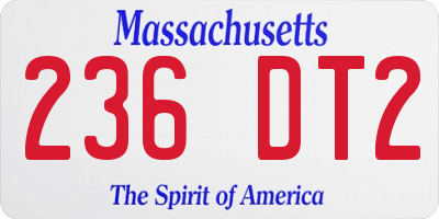 MA license plate 236DT2