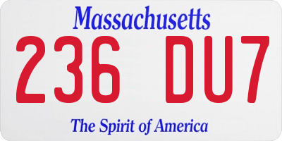 MA license plate 236DU7
