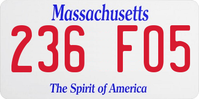 MA license plate 236FO5