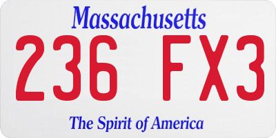 MA license plate 236FX3