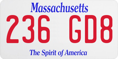 MA license plate 236GD8