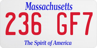 MA license plate 236GF7