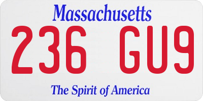 MA license plate 236GU9