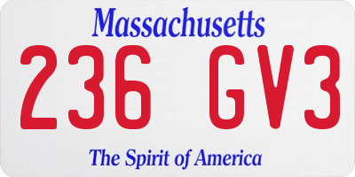 MA license plate 236GV3