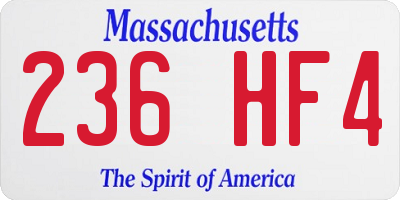 MA license plate 236HF4