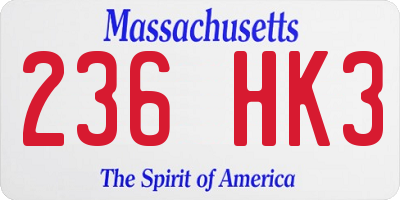 MA license plate 236HK3